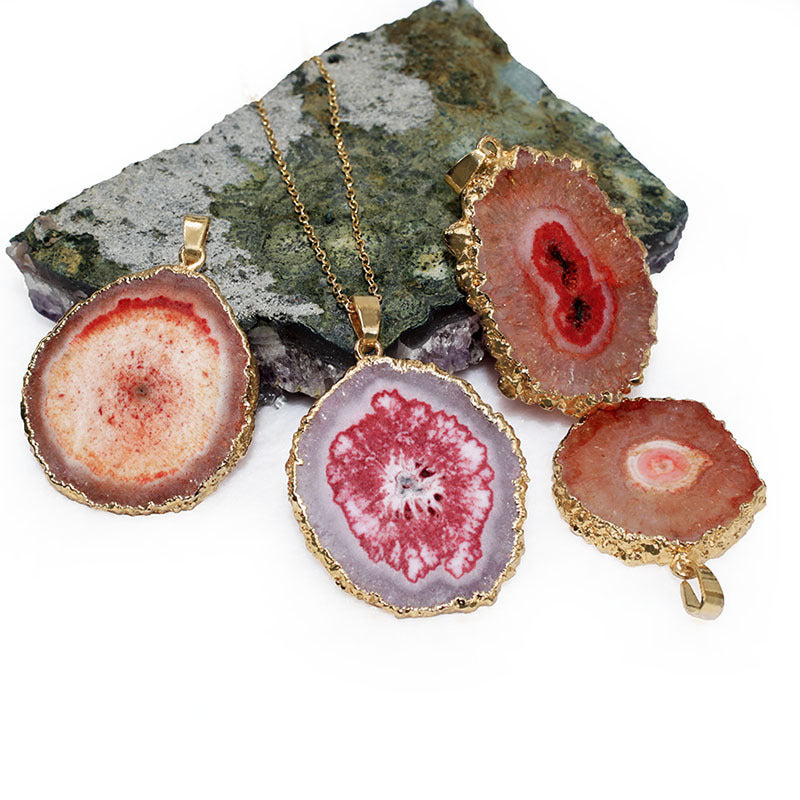 Collar de piedra de ágata natural de 10 piezas de sol de 10 piezas al por mayor